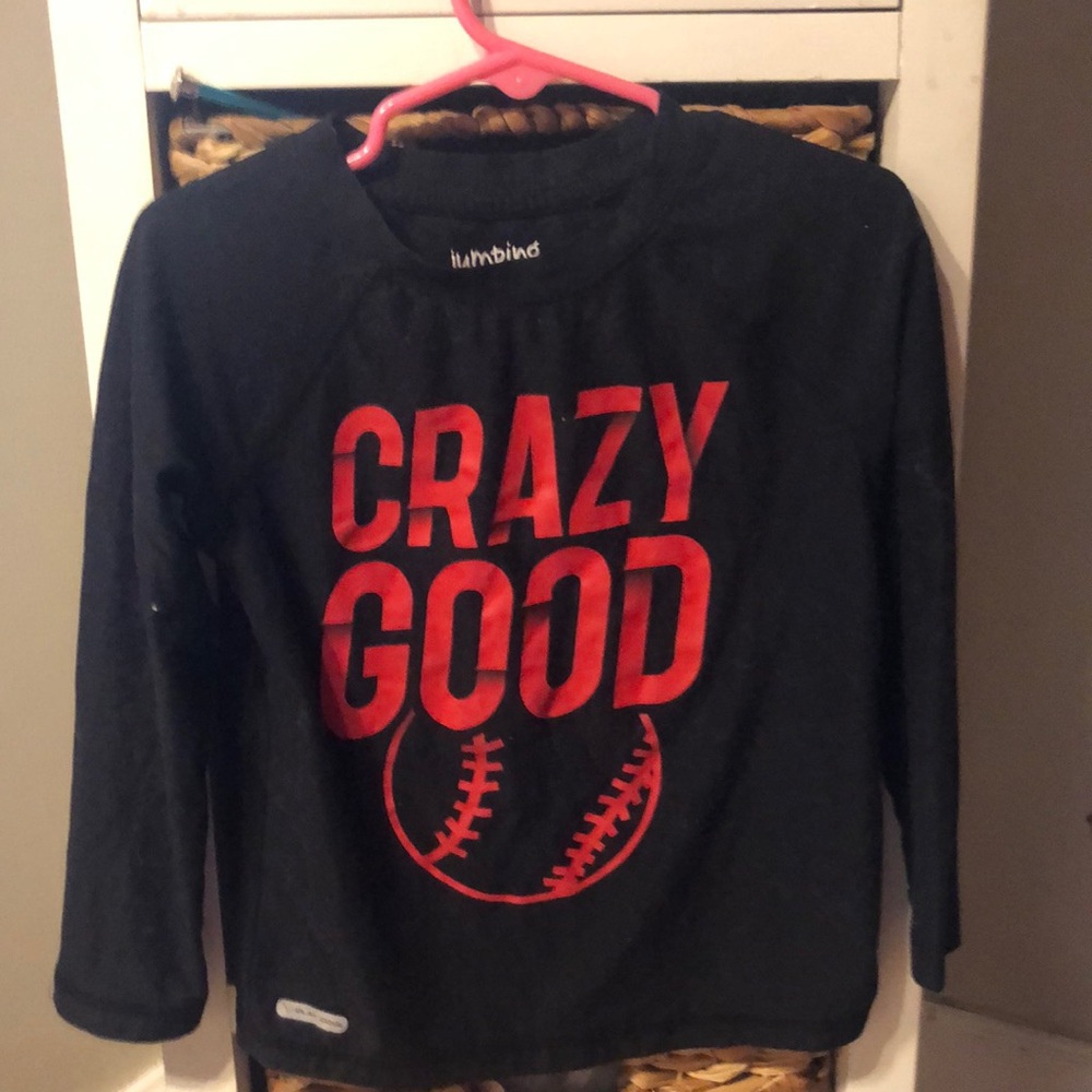Black Long Sleeve Tee with Red Graphic Design